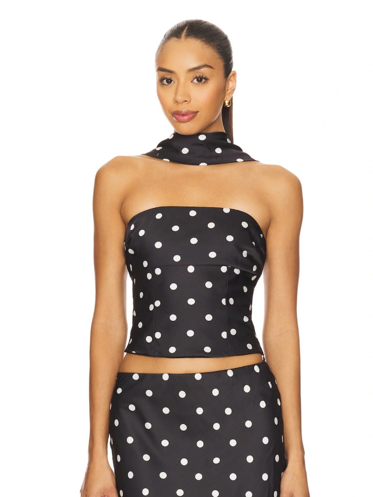 Runaway The Label Blaine Tube Top In Black & White Polka Dot Polkadot Choker